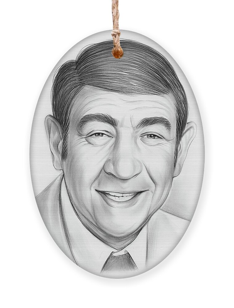 Pencil Ornament featuring the drawing Howard Cosell by Greg Joens