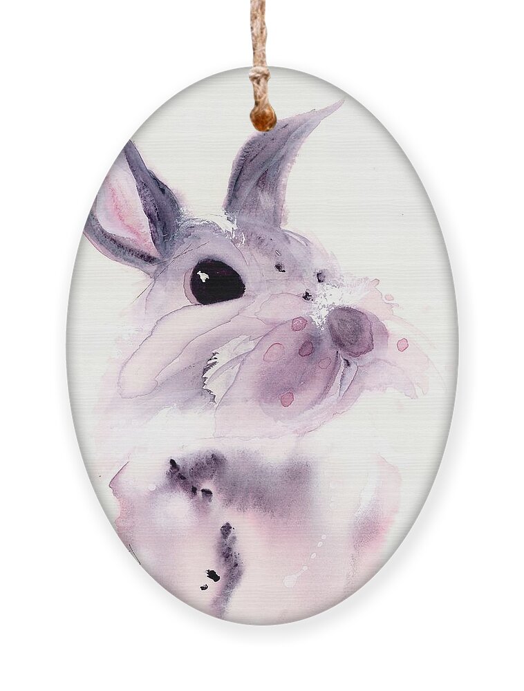 Bunny Ornament featuring the painting I Didn't Mean To by Dawn Derman