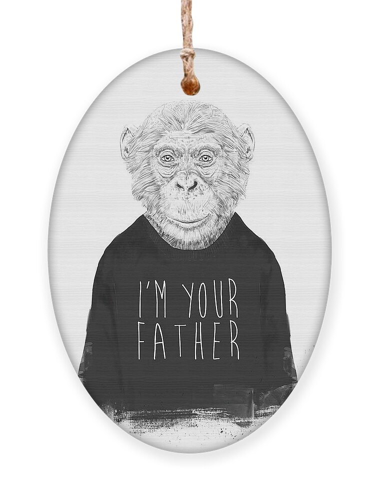 Monkey Ornament featuring the mixed media I'm your father by Balazs Solti