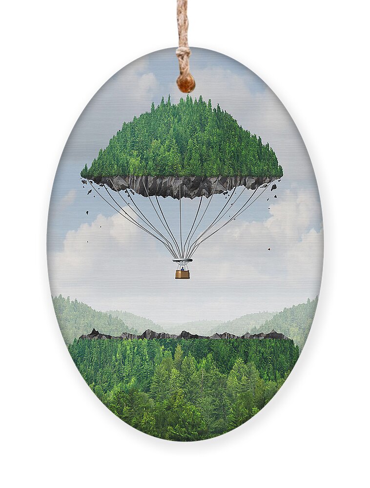 Flight Ornament featuring the digital art Imagination Concept As A Person Lifting by Lightspring