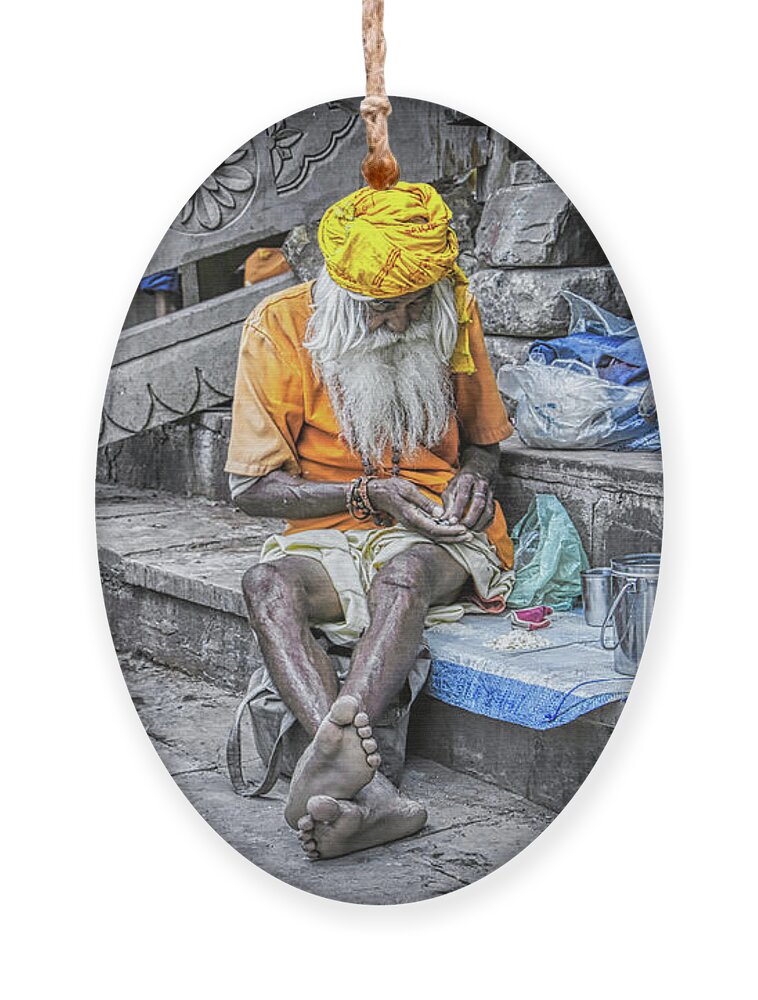 Indian Old Man Ornament featuring the photograph India Streets - An Indian Old Man by Stefano Senise
