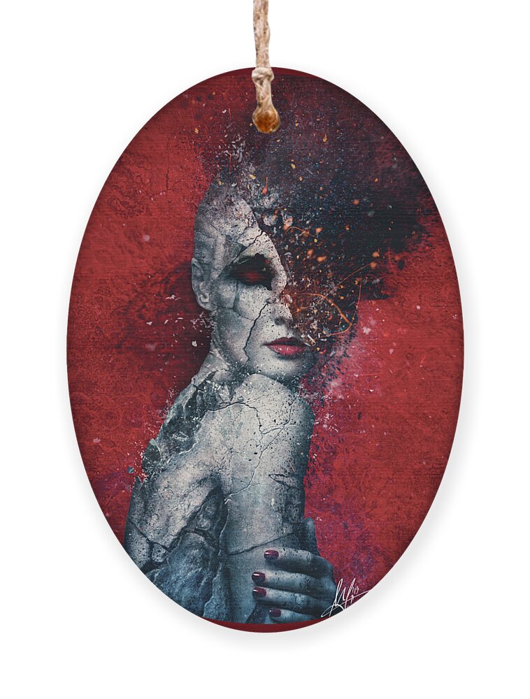 Red Ornament featuring the digital art Indifference by Mario Sanchez Nevado