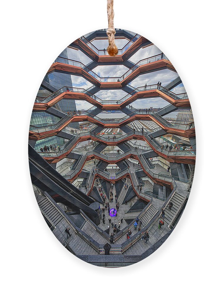 Hudson Yards Ornament featuring the photograph Inside the Hudson Yards Vessel NYC by Susan Candelario