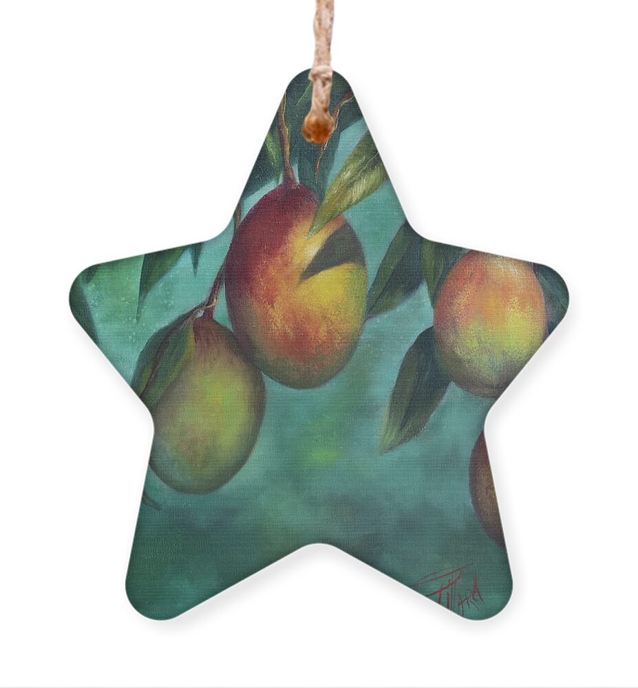 Mangos Ornament featuring the painting Florida Mangos by Lynne Pittard