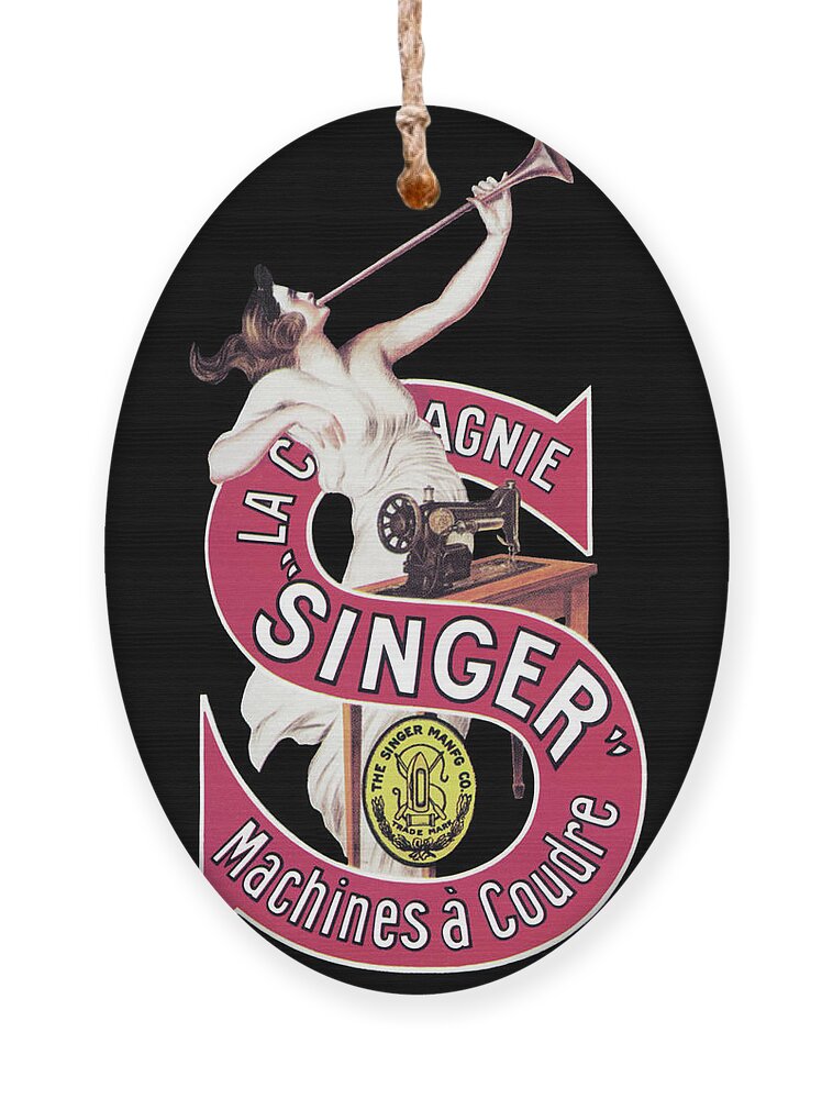 Sewing Ornament featuring the painting La Compagnie Singer Machines a Coudre by Leonetto Cappiello