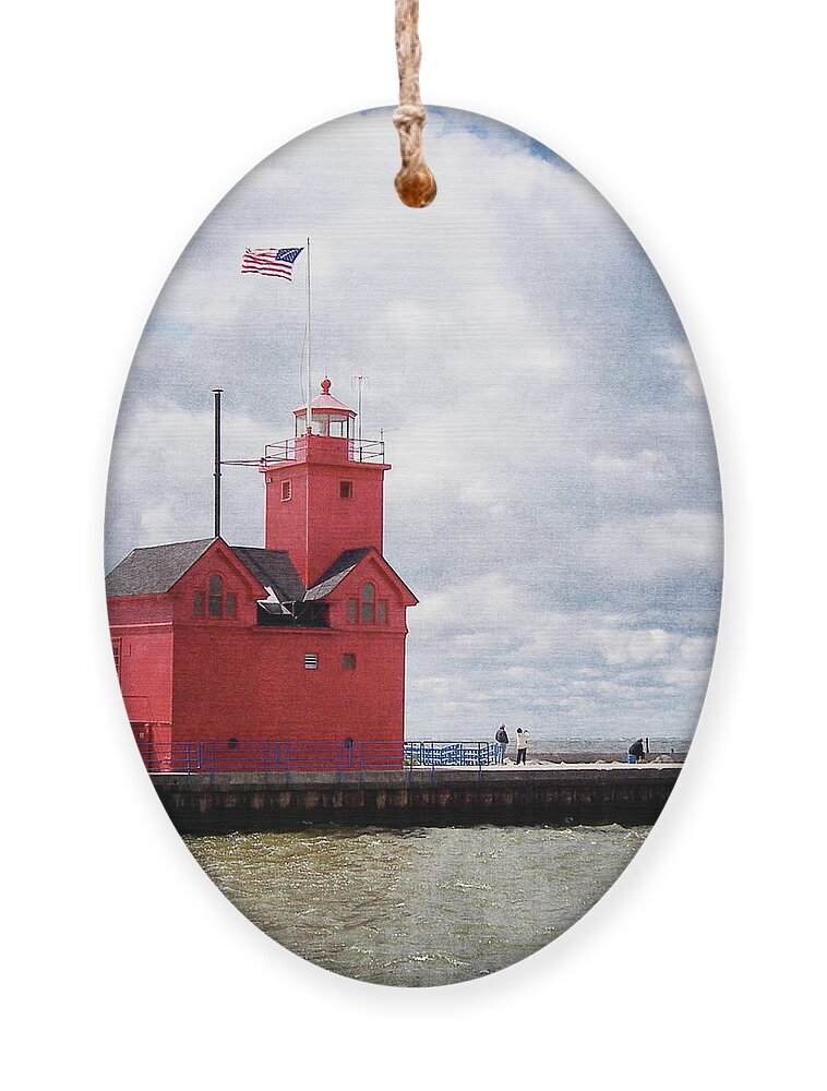 Light House Ornament featuring the photograph Lake Michigan Light House by Phil Perkins