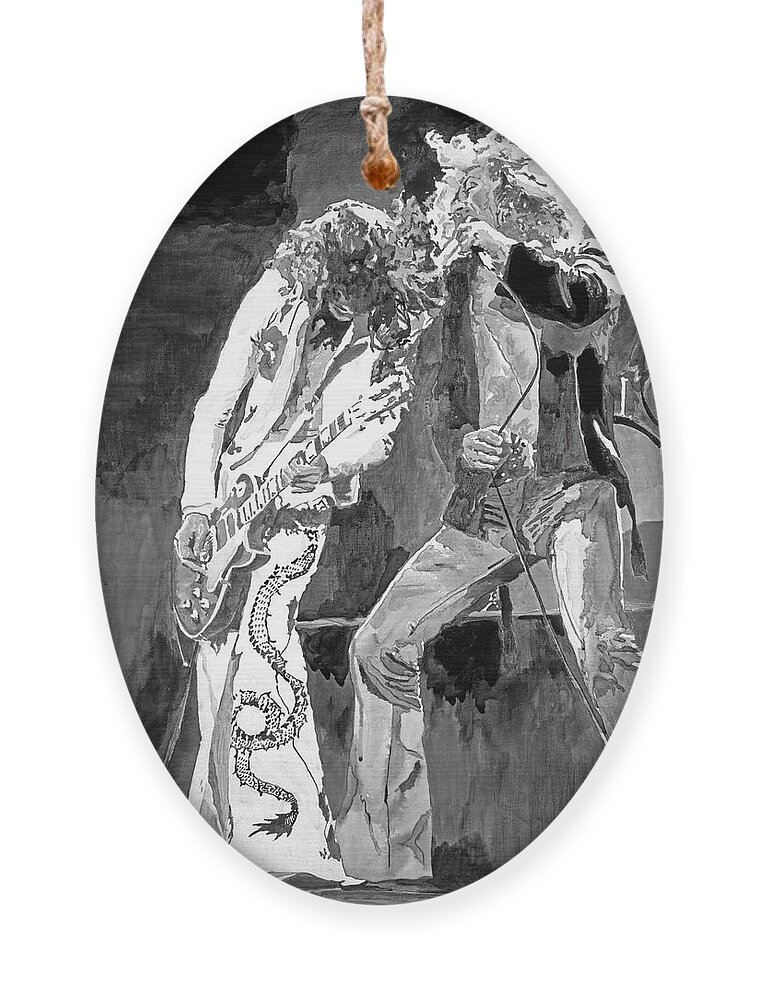 Led Zeppelin Ornament featuring the painting Led Zep The Gods Of Rock by David Lloyd Glover