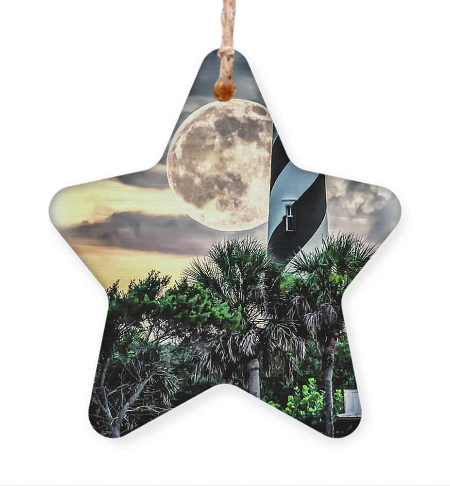 St Augustine Ornament featuring the photograph Lighthouse Moon by Joseph Desiderio