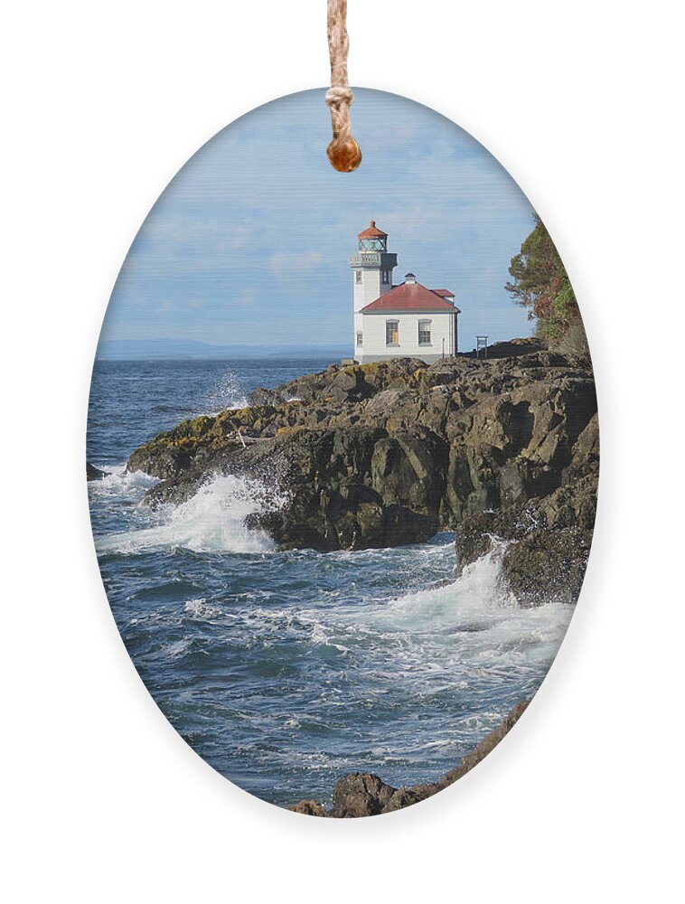 Lighthouse Ornament featuring the photograph Lime Kiln Lighthouse - San Juan Island by Marie Jamieson
