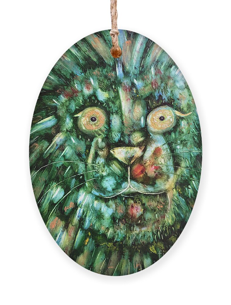 Lionhearted Ornament featuring the painting Lionhearted by Julie Engelhardt