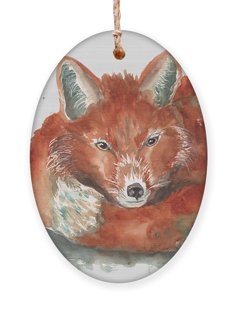 Fox Ornament featuring the painting Little Fox by Jeanette Mahoney