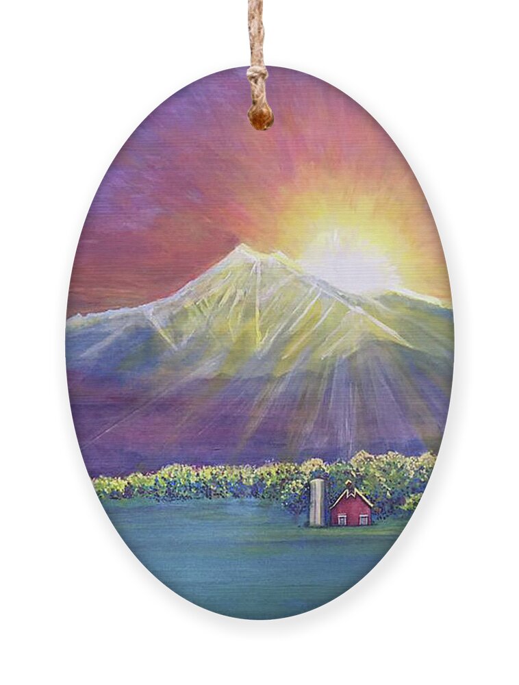 Longs Ornament featuring the painting Longs Peak Colorado by David Sockrider