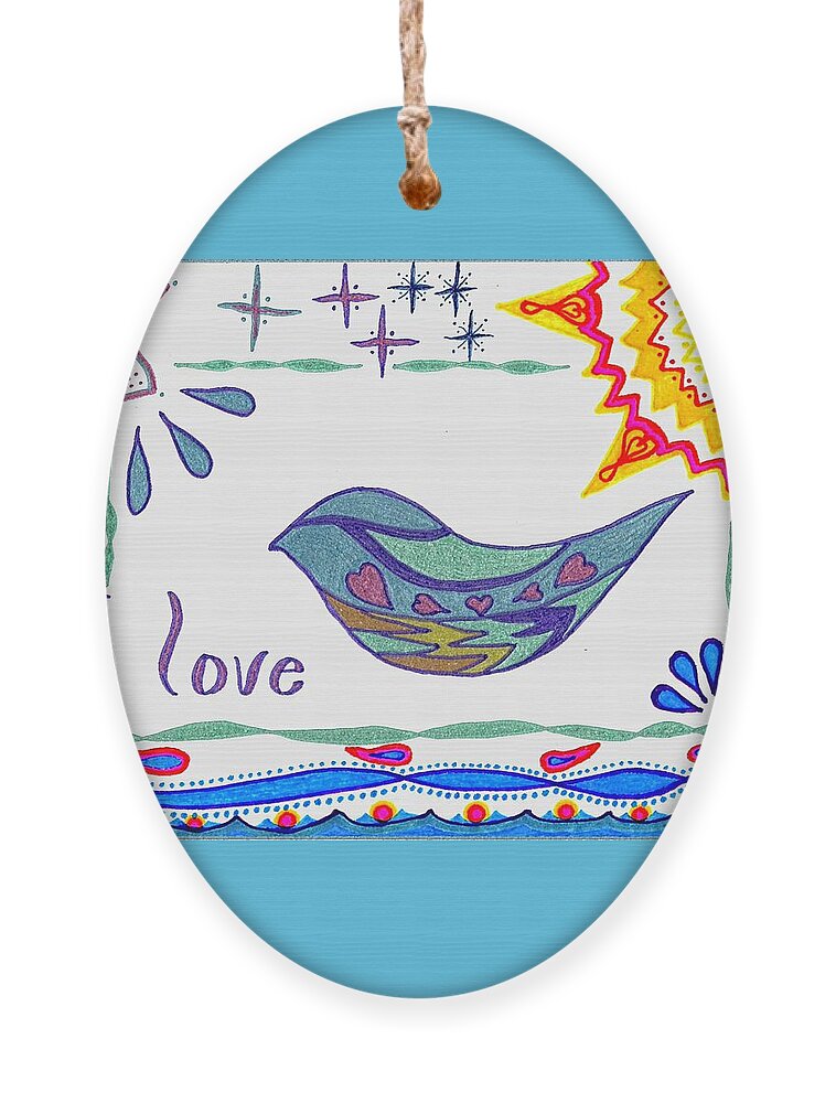 Love Ornament featuring the drawing Love by Karen Nice-Webb
