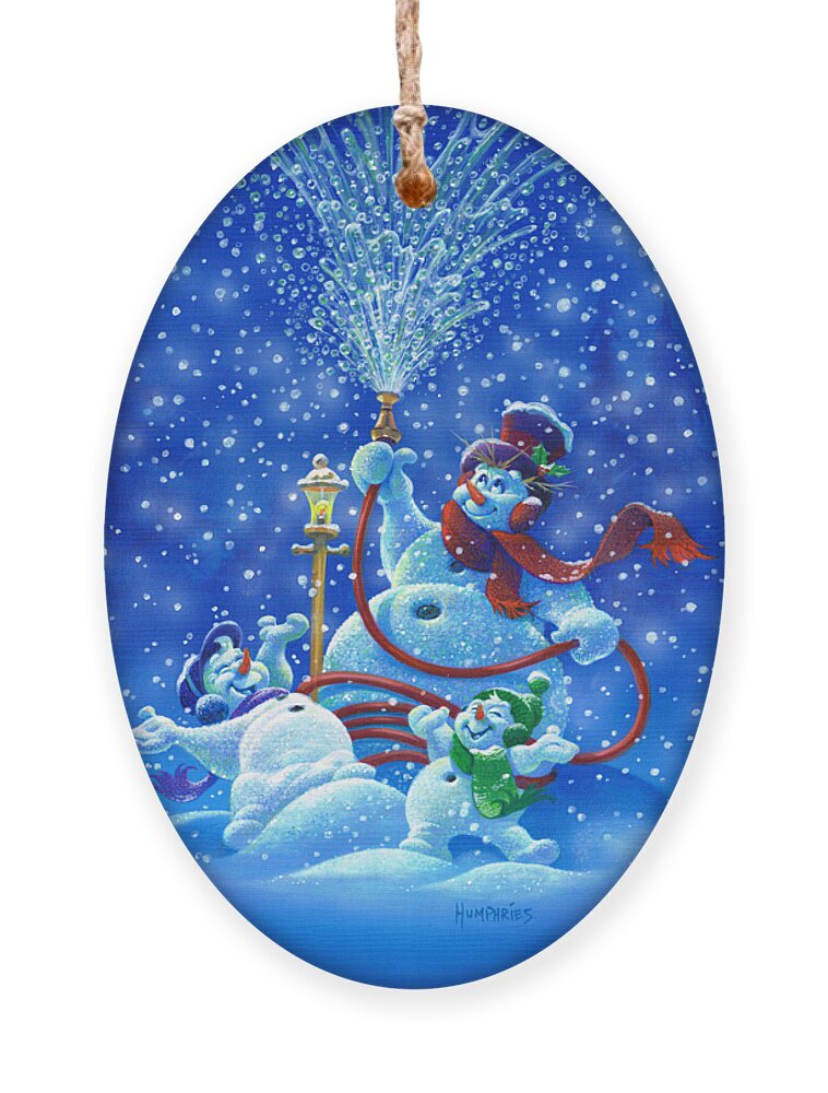 Michael Humphries Ornament featuring the painting Making Snow by Michael Humphries