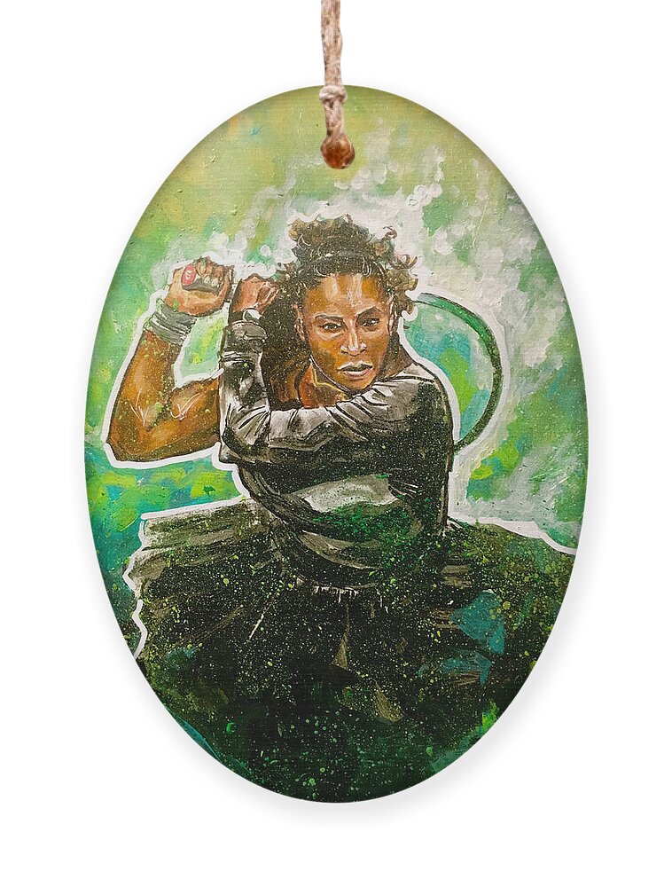 Serena Williams Ornament featuring the painting Mama Said Knock You Out by Joel Tesch