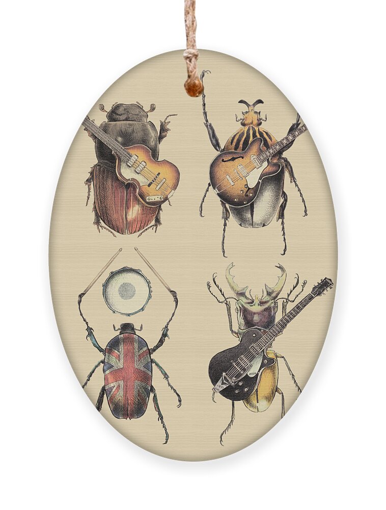 Beetles Ornament featuring the digital art Meet the Beetles by Eric Fan