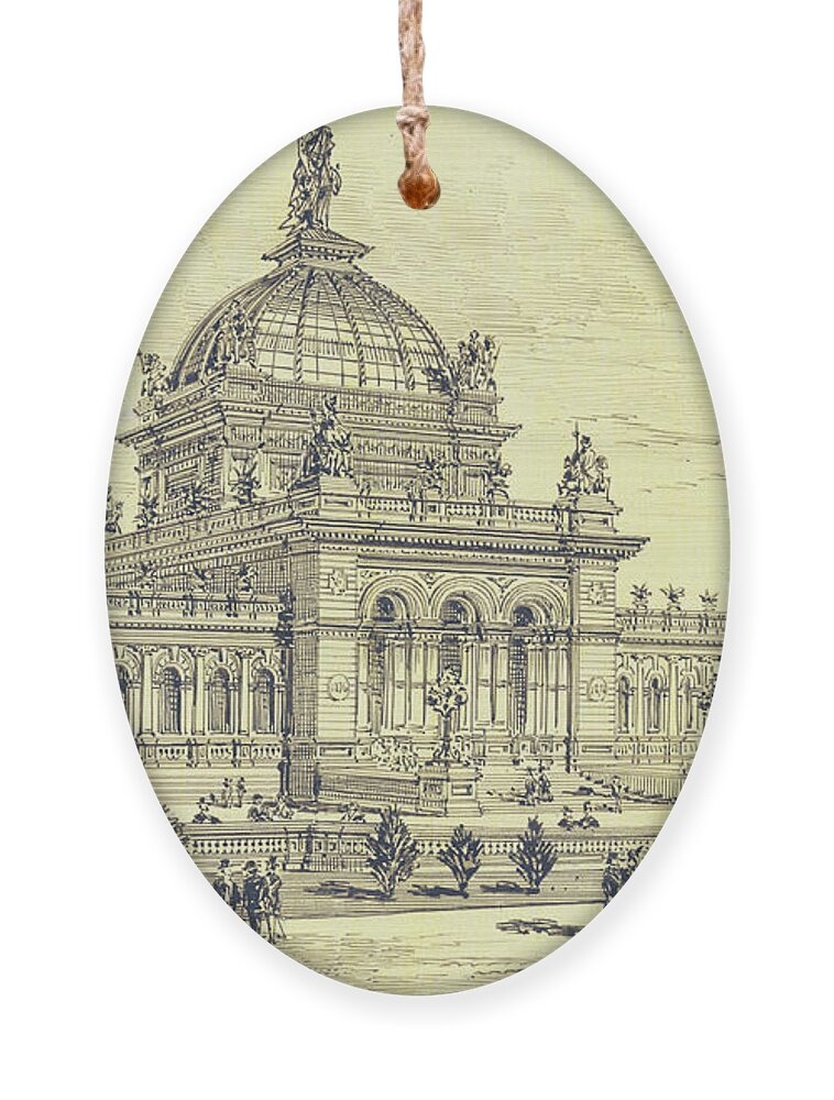 Memorial Hall Ornament featuring the drawing Memorial Hall, Centennial by Benjamin Linfoot