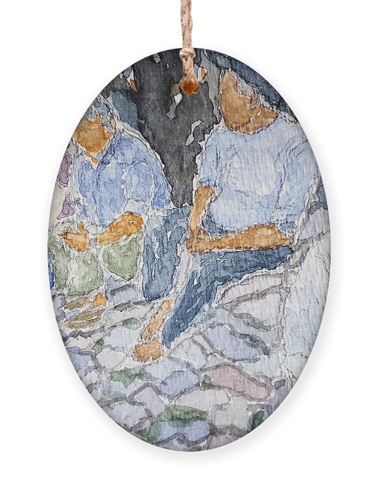 Watercolor Ornament featuring the painting Men of Malta Lore by John Klobucher