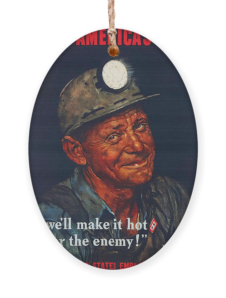 Coal Ornament featuring the painting Mine America's Coal by Norman Rockwell