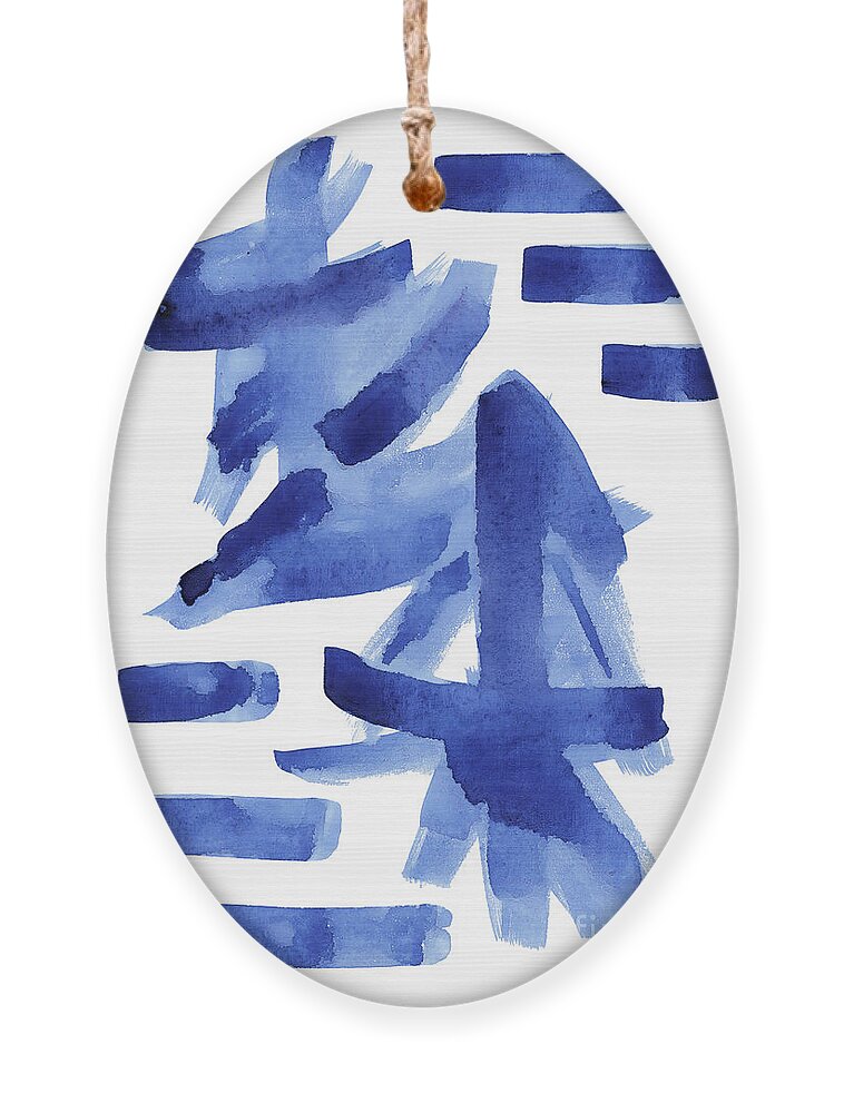 Asian Ornament featuring the painting Modern Asian Inspired Abstract Blue and White by Audrey Jeanne Roberts