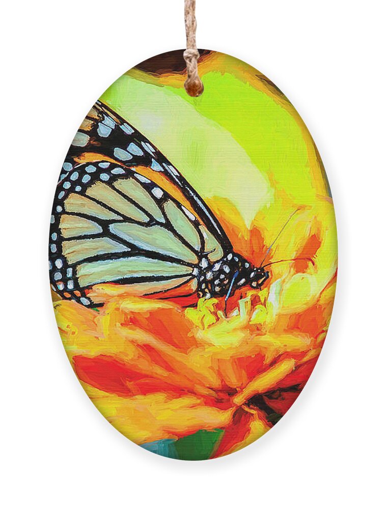 Monarch Ornament featuring the photograph Monarch Butterfly Van Gogh Style by Don Northup