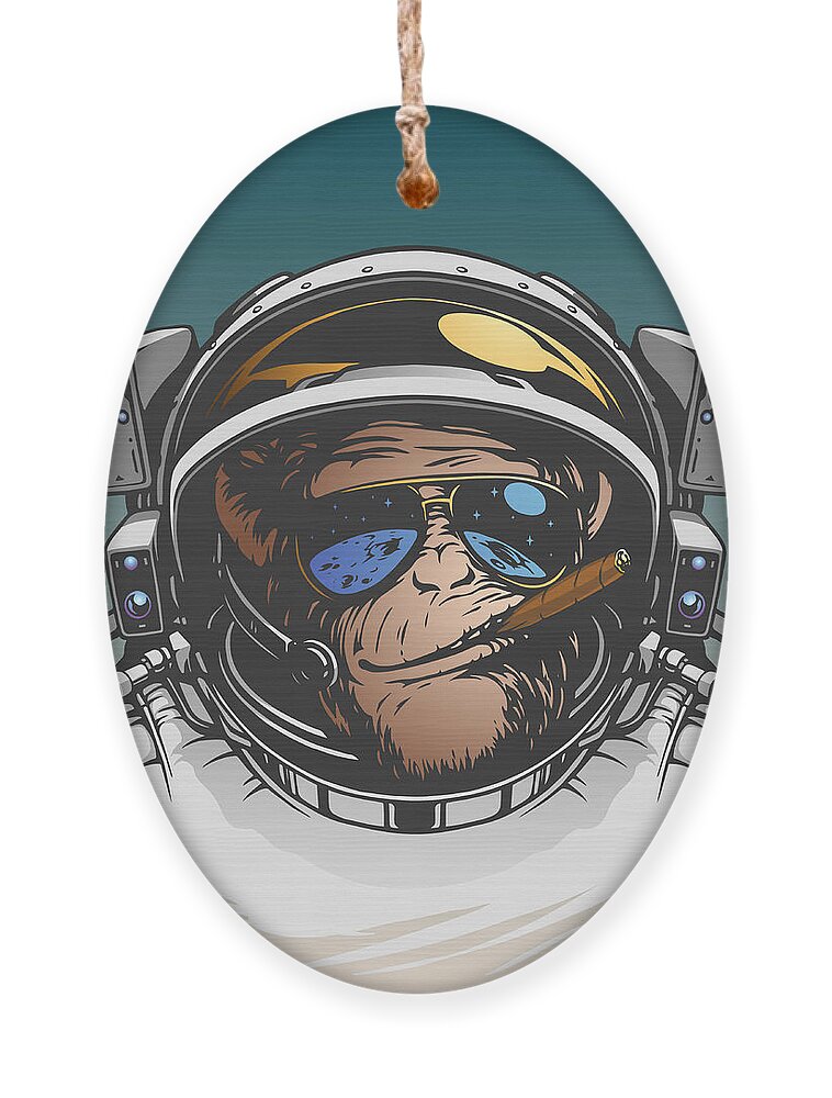Symbol Ornament featuring the digital art Monkey Astronaut Illustration by D1sk