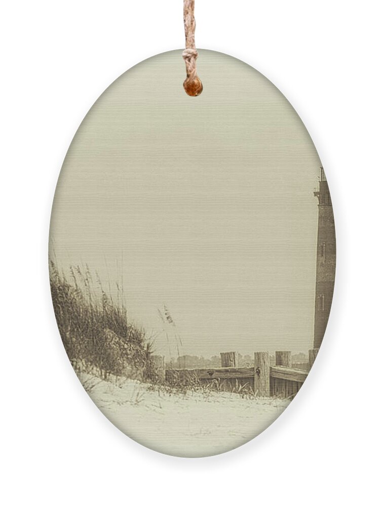 Morris Island Lighthouse Ornament featuring the photograph Morris Island Lighthouse - Sunlight Bliss by Dale Powell