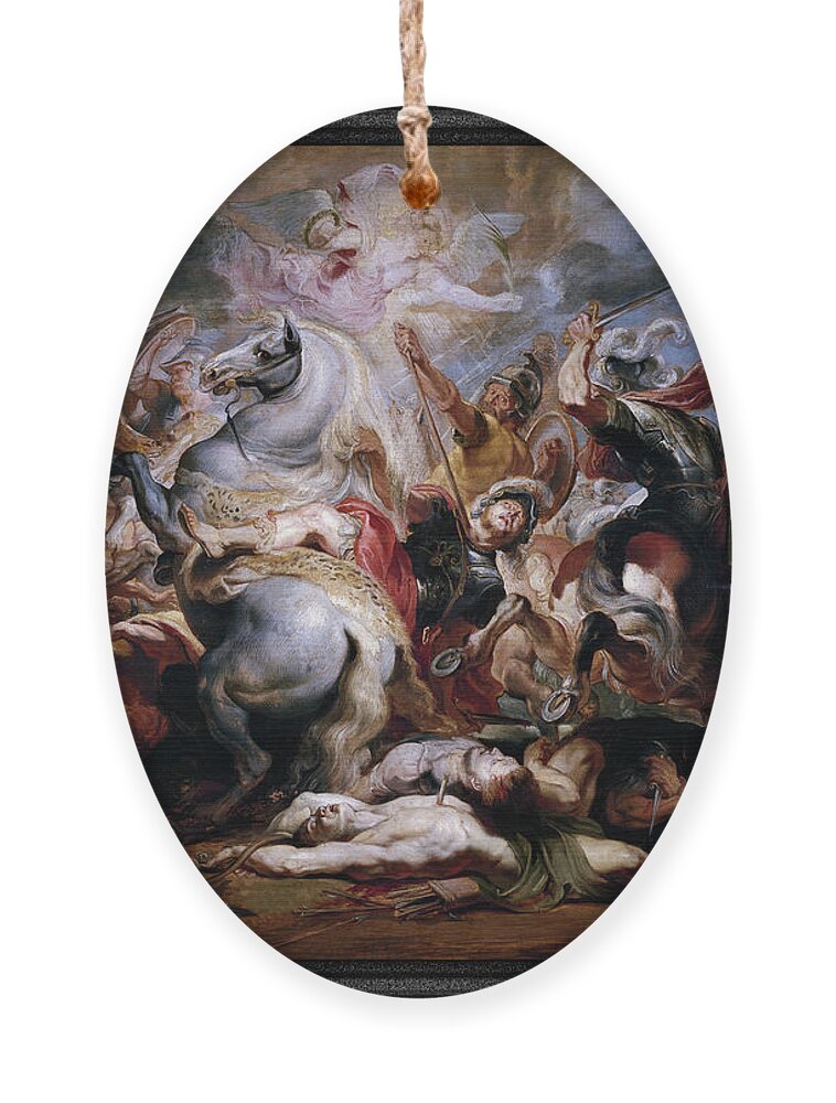 Morte Di Decio Mure Ornament featuring the painting Morte di Decio Mure Bozzetto by Peter Paul Rubens by Rolando Burbon
