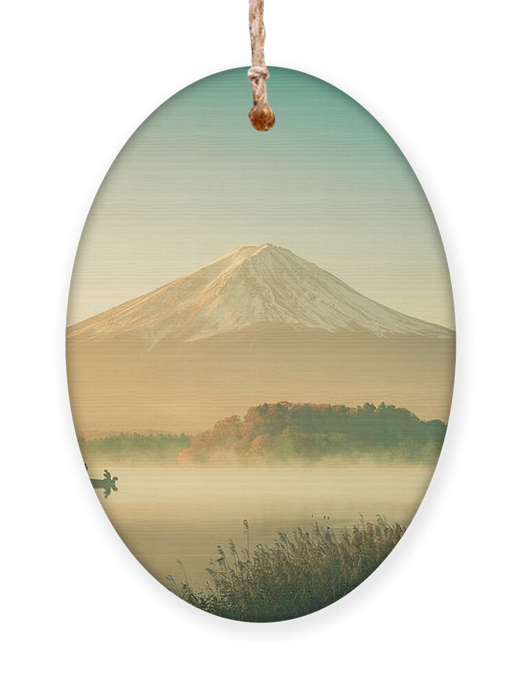 Beauty Ornament featuring the photograph Mount Fuji Landscape In Japan Vintage by Focusstocker