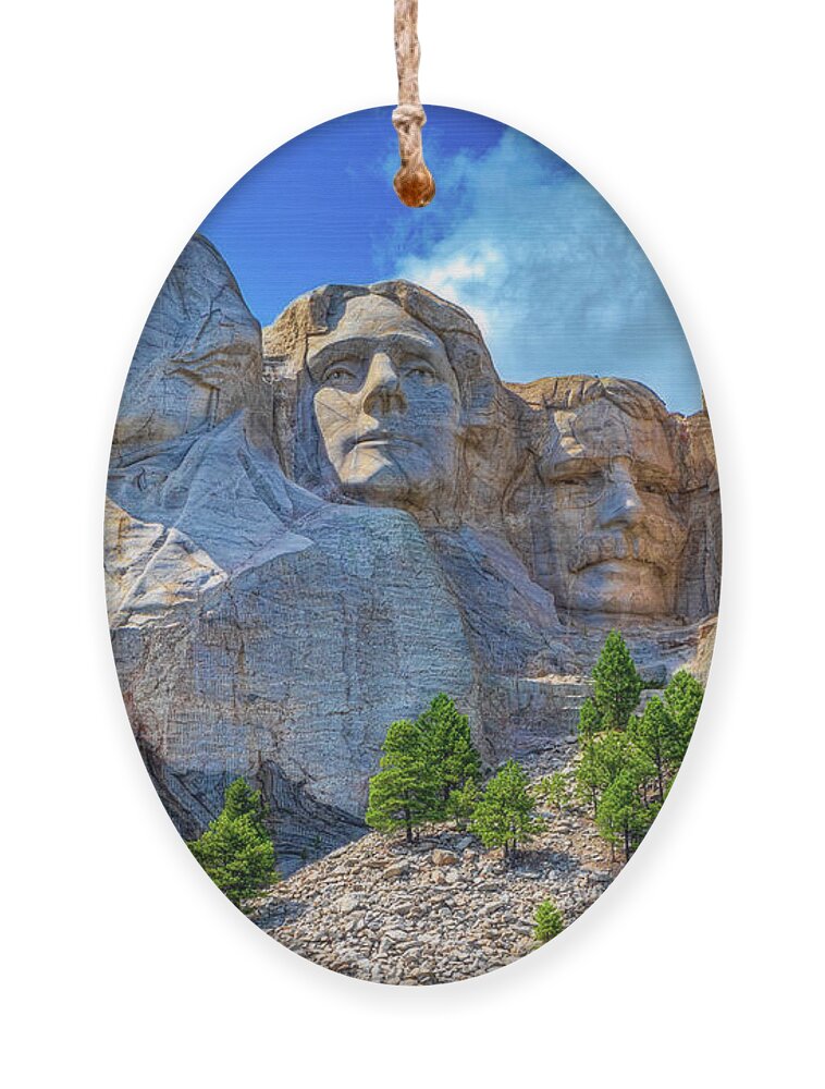 Abraham Lincoln Ornament featuring the photograph Mount Rushmore Faces by Roslyn Wilkins