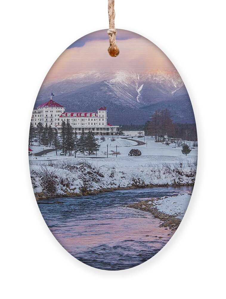 Alpenglow Ornament featuring the photograph Mount Washington Hotel Alpenglow by Chris Whiton