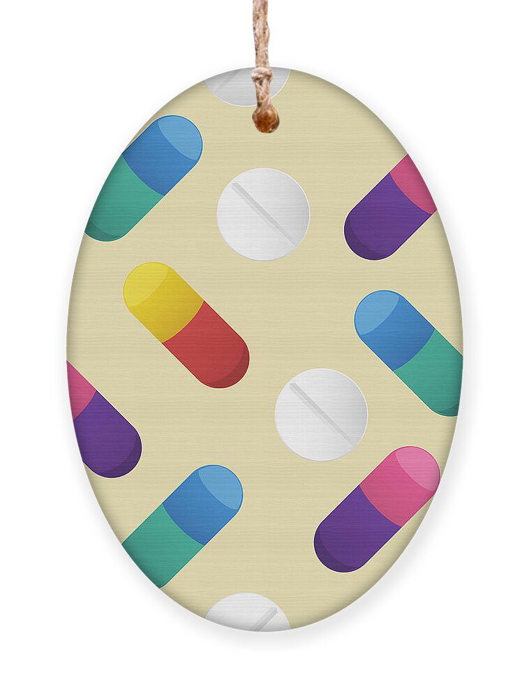 Decorate Ornament featuring the digital art Multicolor Capsule And White Pill by Haloviss