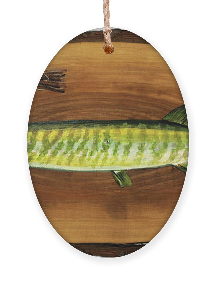 398 Ornament featuring the painting Muskellunge by Phil Chadwick
