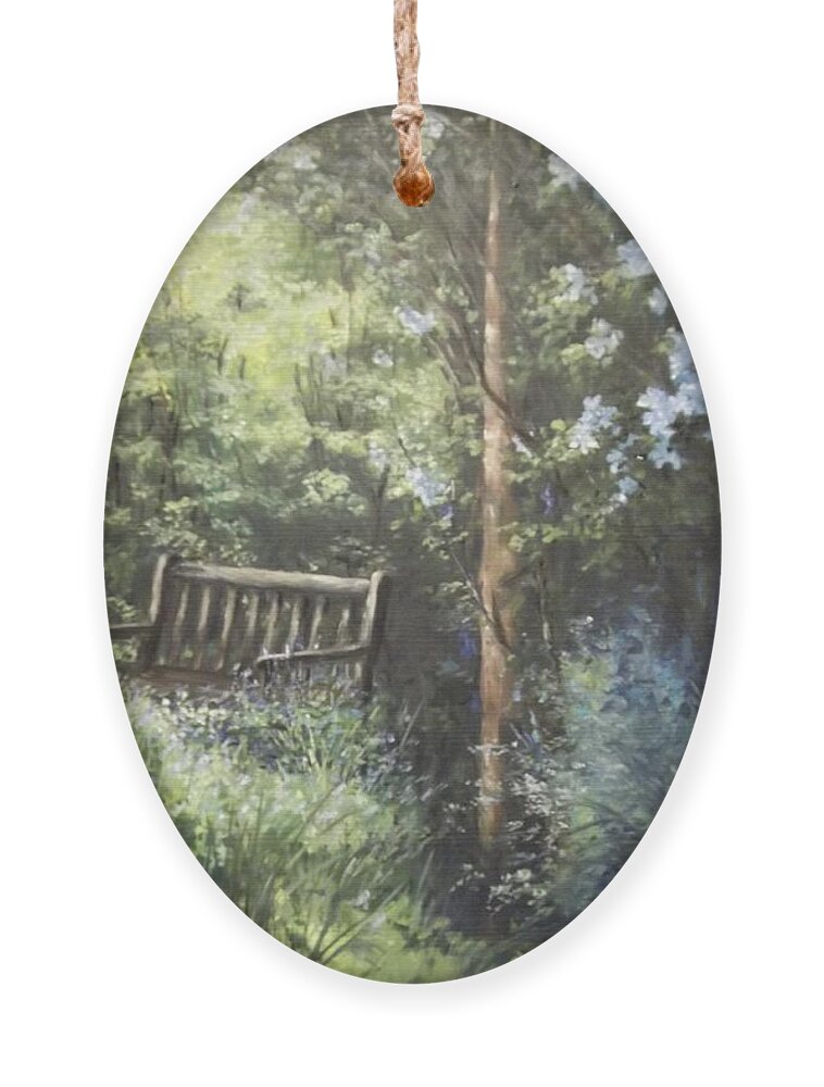 Lizzy Forrester Ornament featuring the painting My favourite spot.. English Gardens by Lizzy Forrester