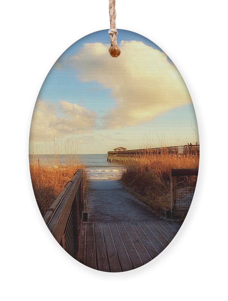 Scenic Ornament featuring the photograph Myrtle Beach State Park Pier by Kathy Baccari
