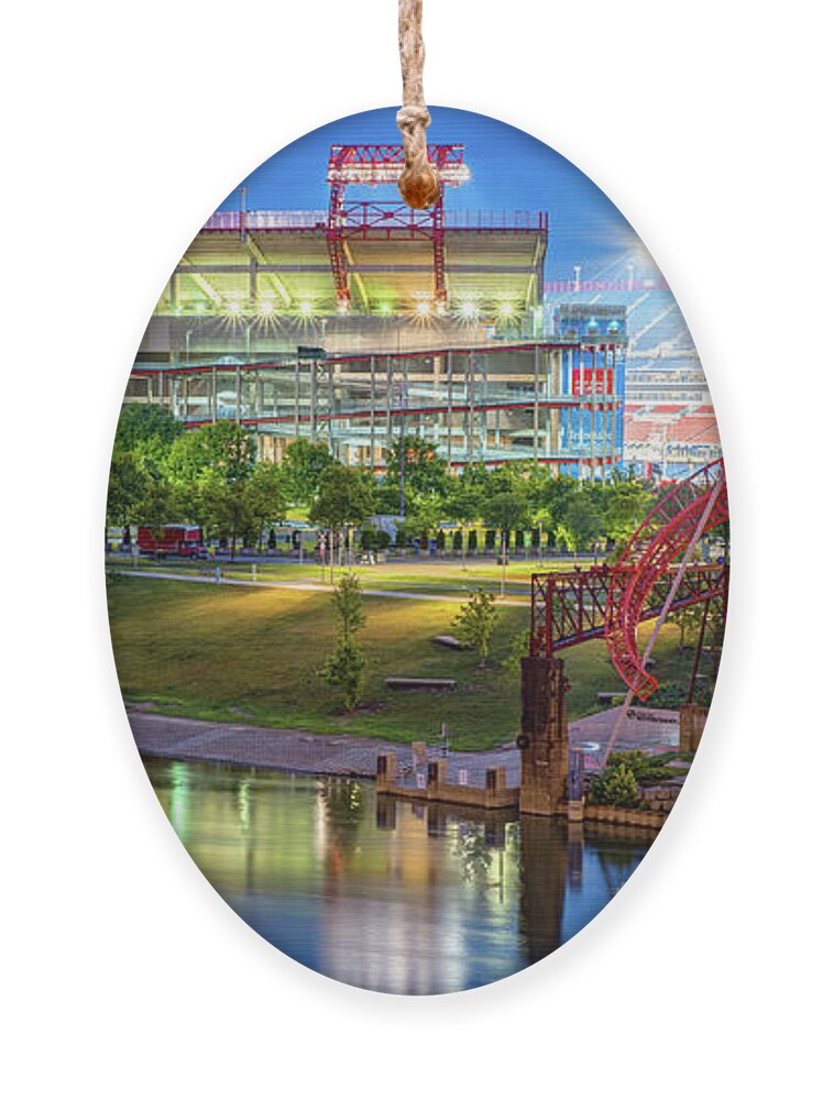 Nashville Football Ornament featuring the photograph Nashville Tennessee Football Stadium Panoramic by Gregory Ballos