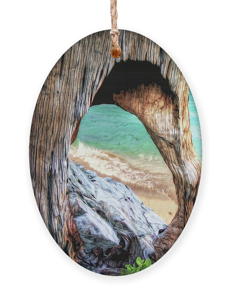 Mountains Ornament featuring the digital art Nature's Window by Pennie McCracken