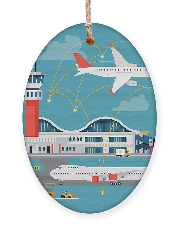 Plane Ornament featuring the digital art Nice Vector Concept Layout On Airport by Mascha Tace