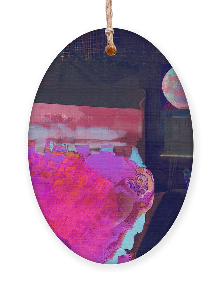 Square Ornament featuring the mixed media Nighty Night by Zsanan Studio