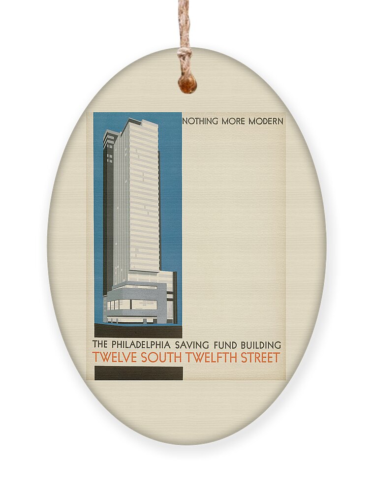 Psfs Ornament featuring the mixed media Nothing More Modern The Philadelphia Savings Fund Society Building, 1932 by Howe and Lescaze