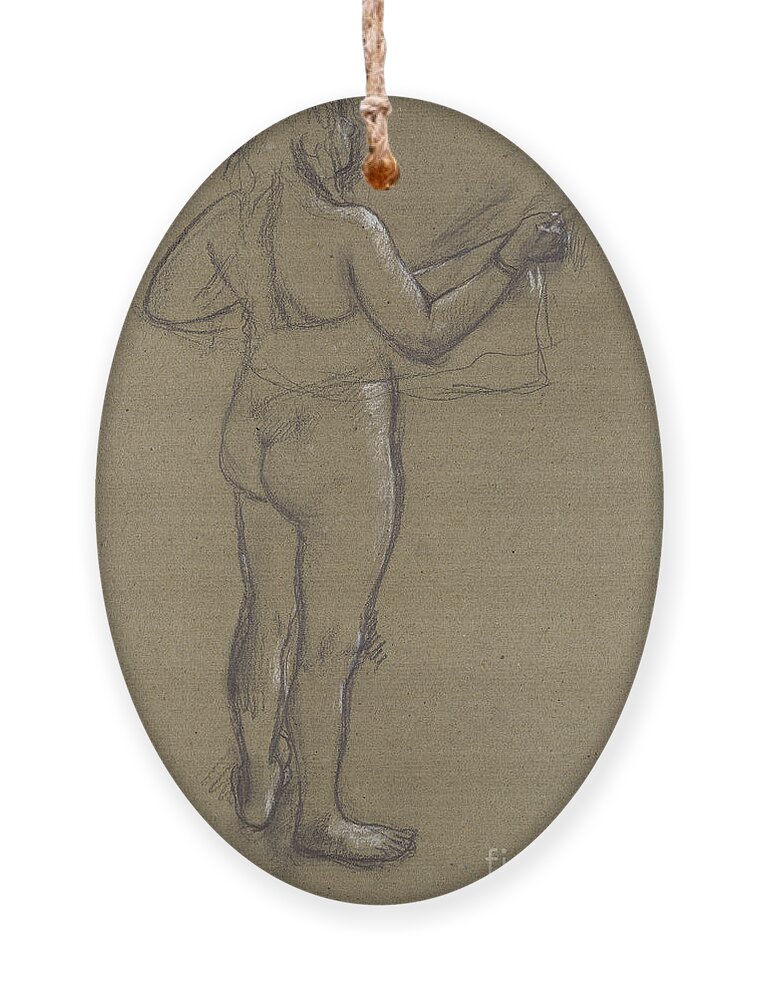 Nude Ornament featuring the painting Nude Woman Drying Herself, 19th Century Charcoal by Edgar Degas