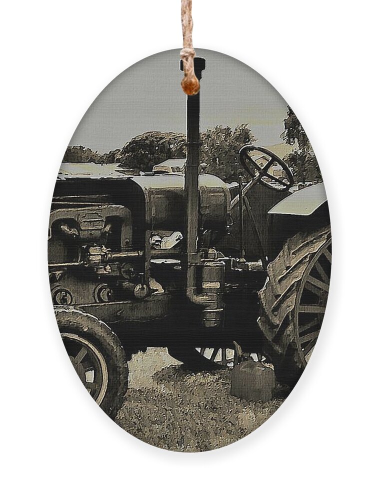 Tractor Ornament featuring the digital art Ye Old Tractor by David Manlove