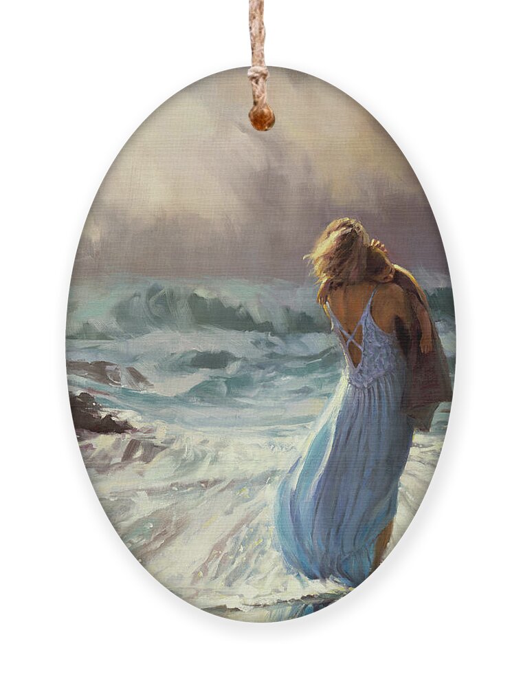 Ocean Ornament featuring the painting On Watch by Steve Henderson