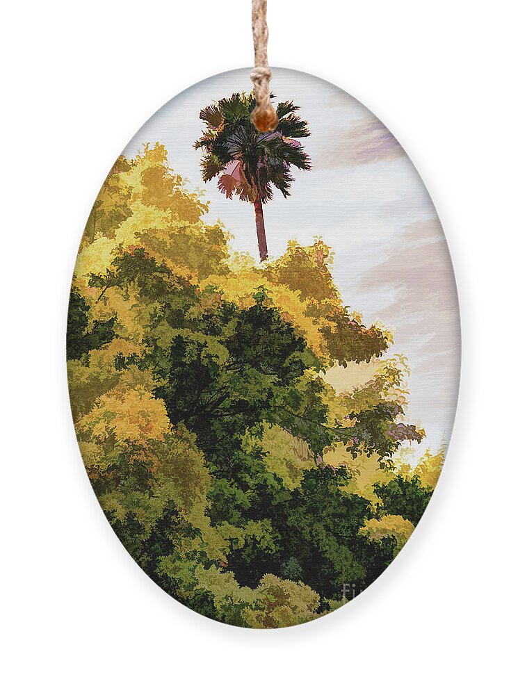 Art Ornament featuring the photograph Palm above the Trees by Roslyn Wilkins