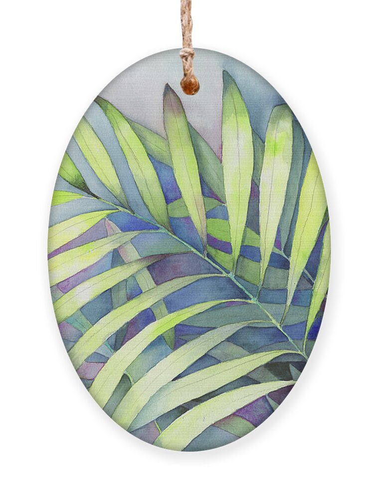 Face Mask Ornament featuring the painting Serenity Palm Study by Lois Blasberg