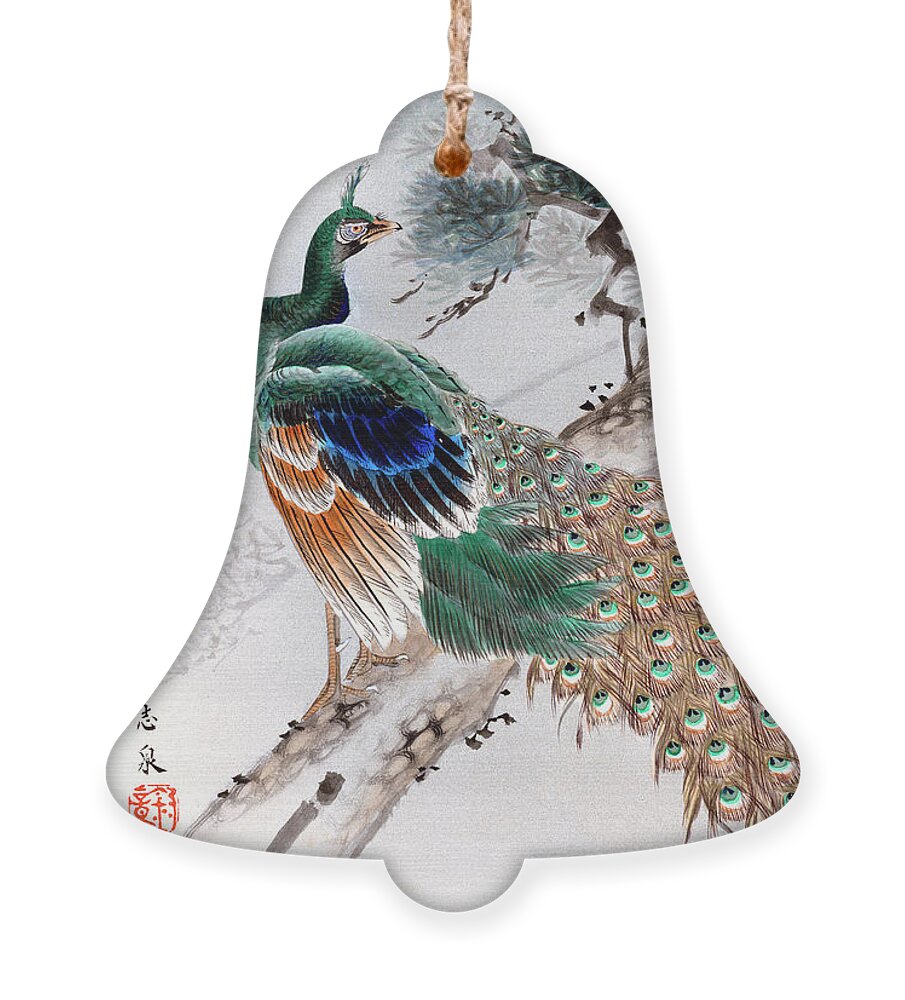 Japan Ornament featuring the painting Peacock by Shisen