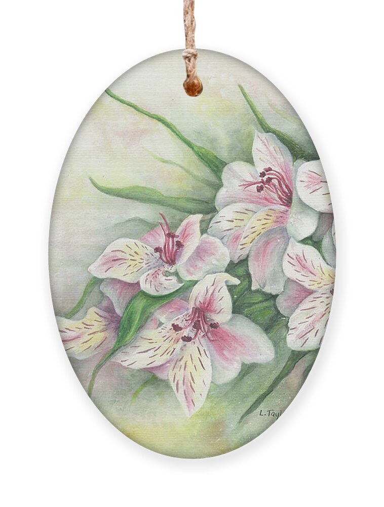Floral Ornament featuring the painting Peruvian Lilies by Lori Taylor