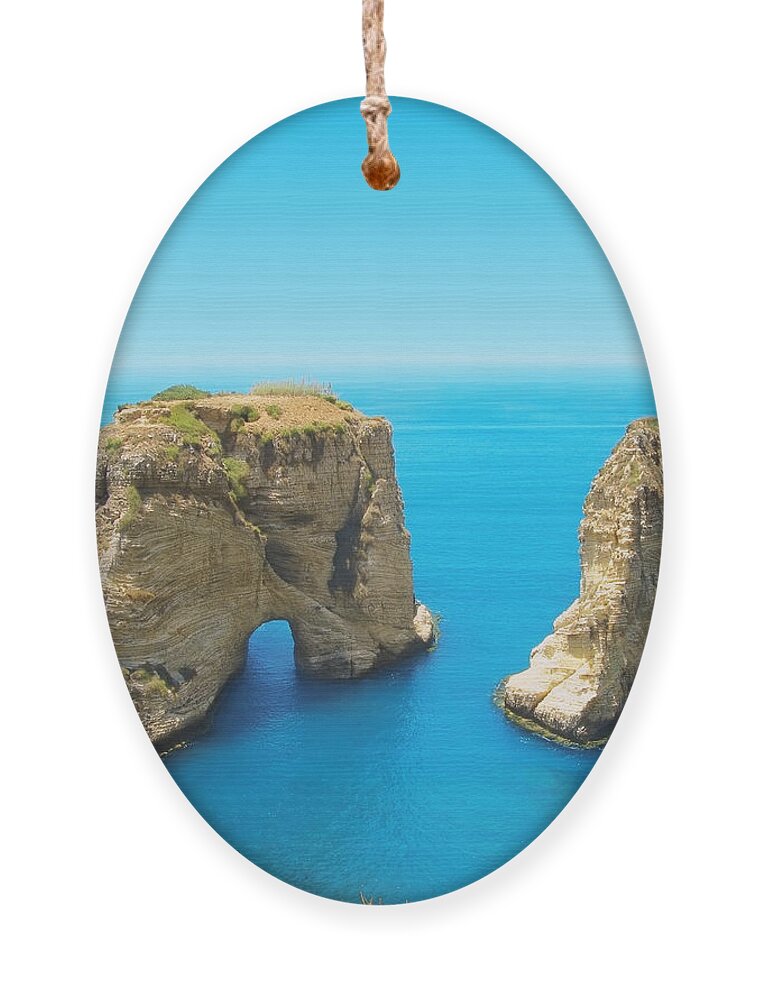 Symbolize Ornament featuring the photograph Pigeon Rocks - Symbol Of Lebanon by Dimmitrius
