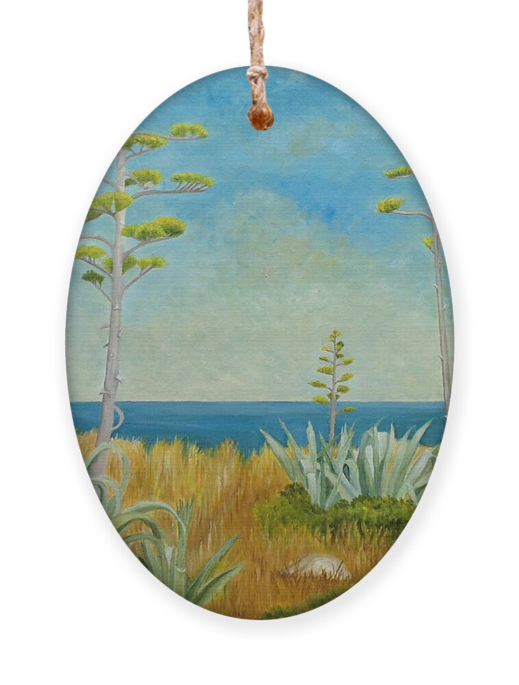 Pitas Ornament featuring the painting Pitas In Bloom by Angeles M Pomata