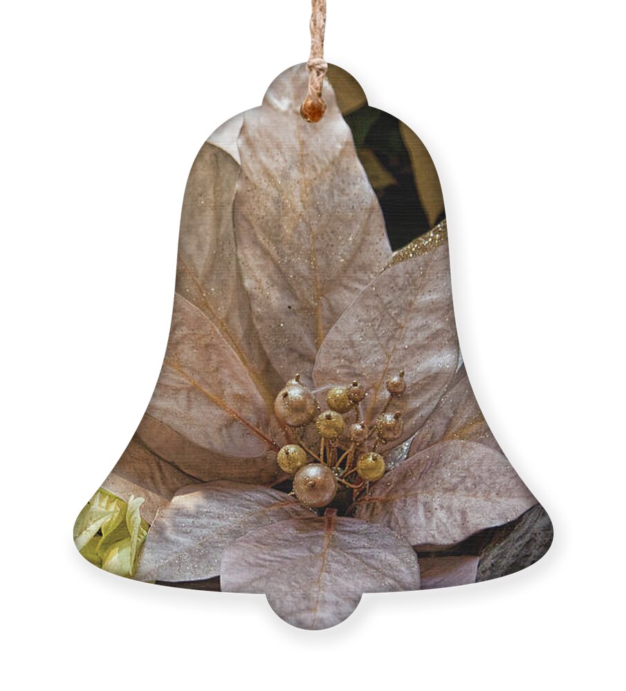 Poinsettia Ornament featuring the photograph Poinsettia winter decoration by Tatiana Travelways